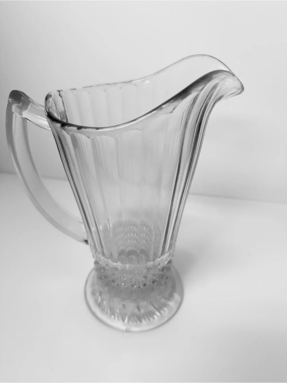 Imperial Glass Flute and Cane Pitcher